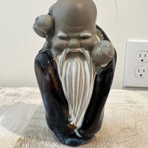 Longevity Mud Mydman Ceramic Sage Figurine - Gray and Brown